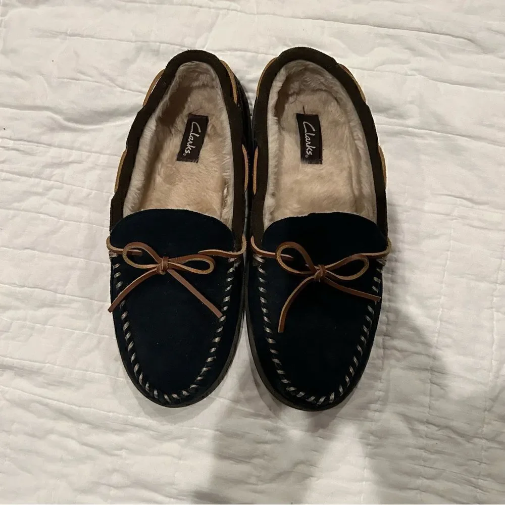 Clark’s men Sherman slippers EUC size 10 suede upper rubber bottoms